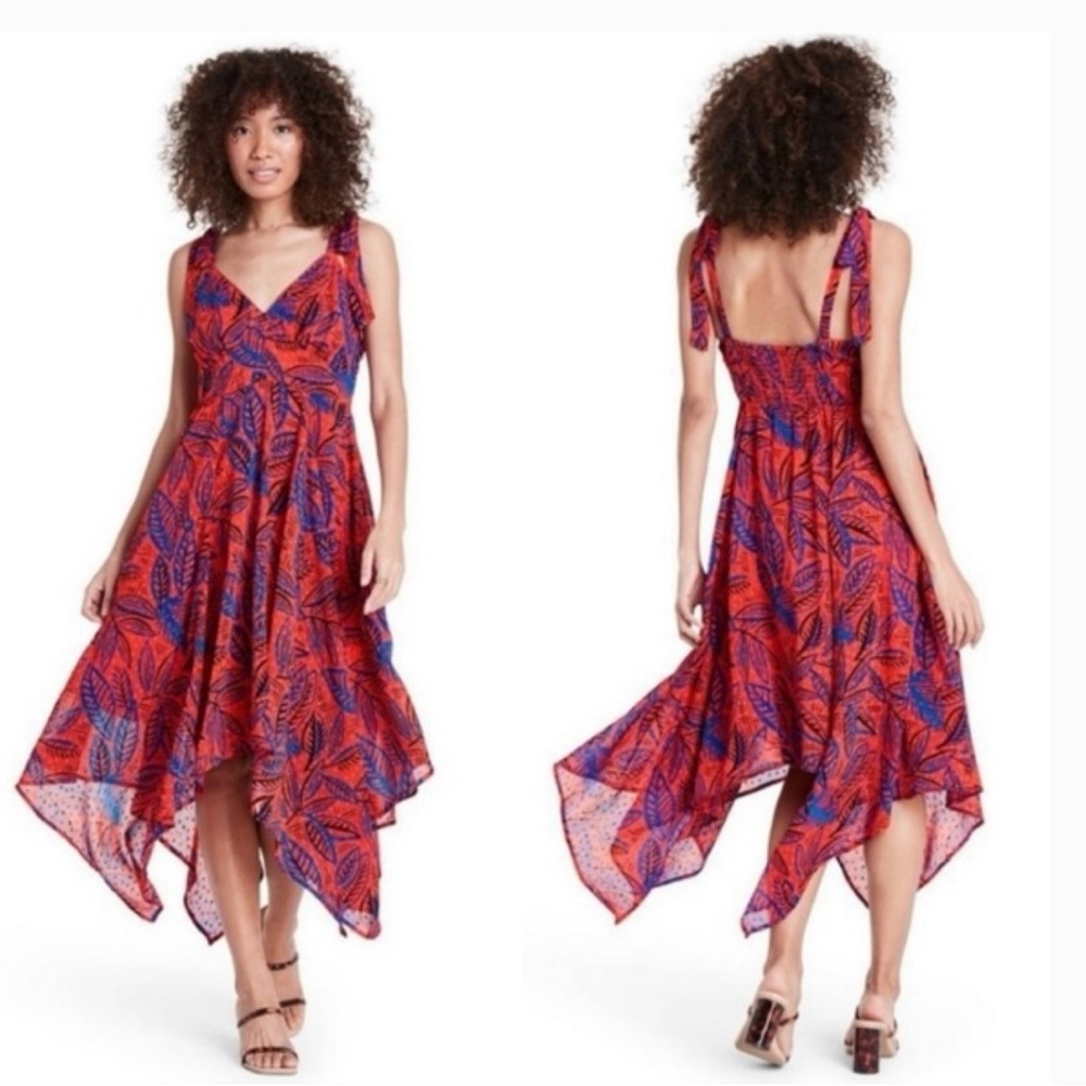 ALEXIS for Target, The Tropical Leaf Tie-Strap Asymmetrical Hem Dress, Size S